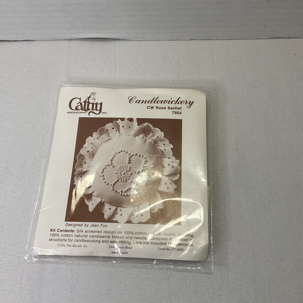 Cathy Needlecraft Candlewickery CW Rose‎ 7854 Sachet Pillow Kit Vtg